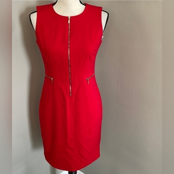 Calvin Klein Dresses & Skirts - Calvin Klein red zipper fitted bodycon business casual cocktail dress
